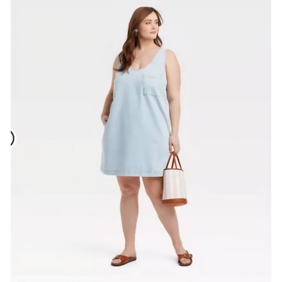 NWT Universal Thread Light Blue Demin Sleeveless Size Large Dress - Picture 1 of 6